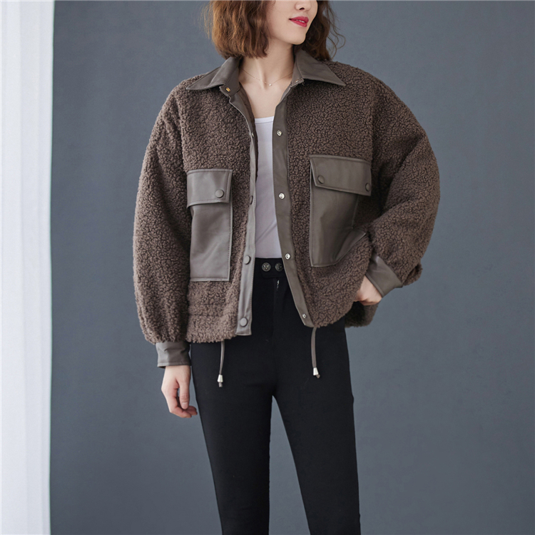 Loose all-match coat short fat overcoat for women