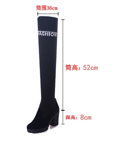 Thick high-heeled thigh boots elasticity women's boots