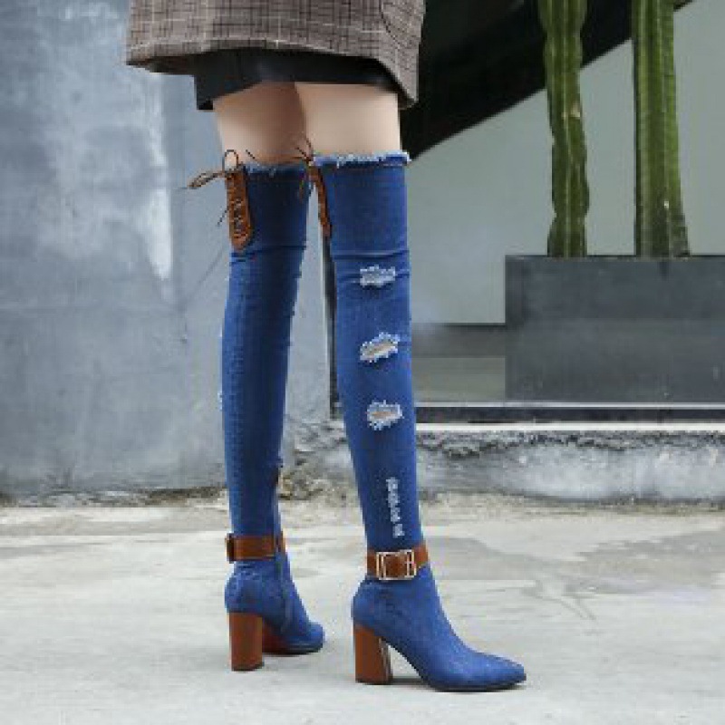 Elasticity pointed thigh boots autumn and winter boots