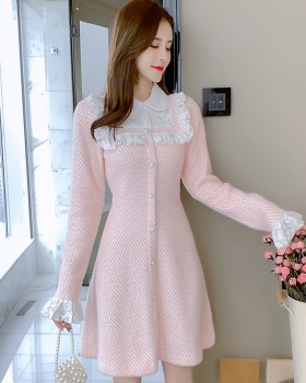 Winter temperament bottoming autumn and winter lace dress
