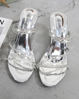 Rhinestone glass slipsole summer crystal sandals for women