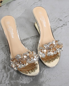 Rhinestone rome slippers summer high-heeled shoes for women