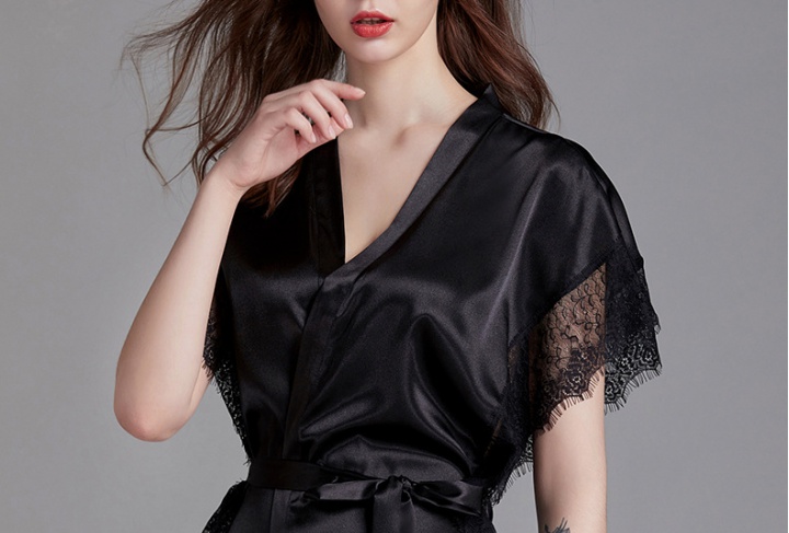 Sexy silk homewear pajamas lace summer nightgown for women