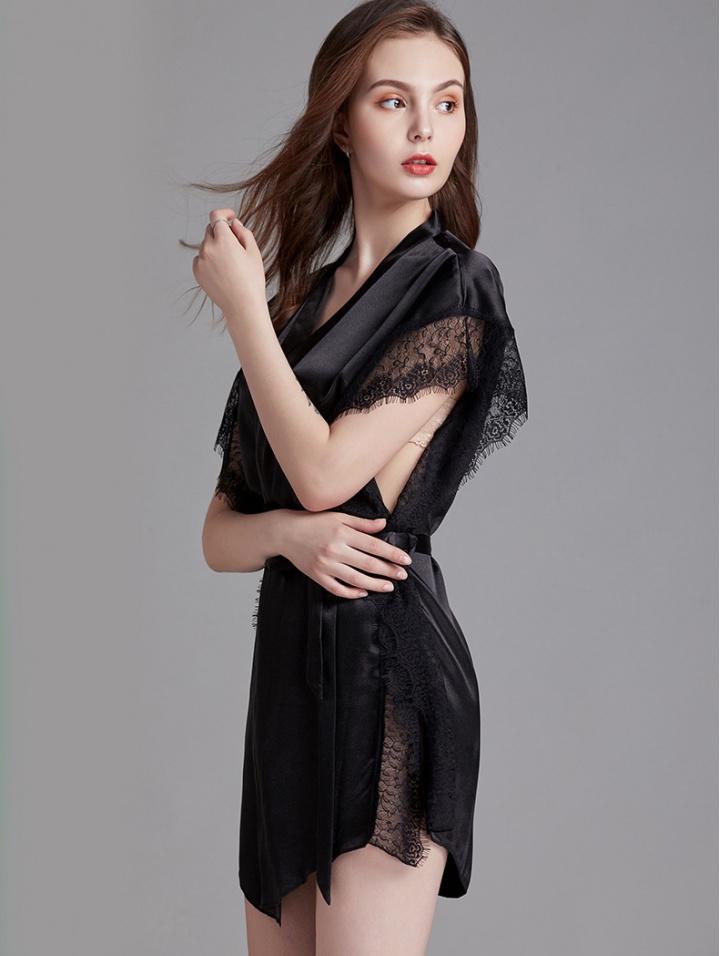 Sexy silk homewear pajamas lace summer nightgown for women