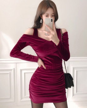 V-neck bottoming long sleeve sexy tight dress for women