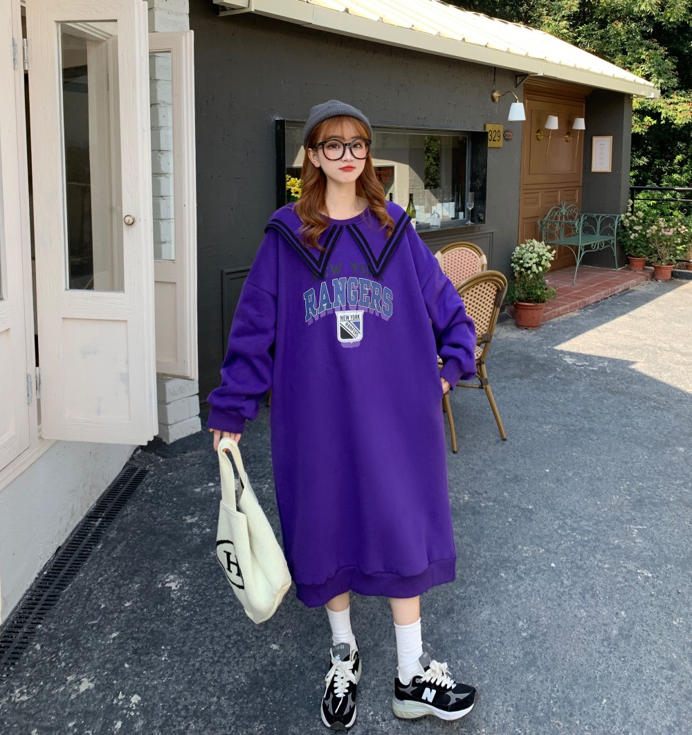 Long large yard skirt plus velvet lapel hoodie