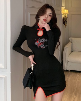 Split hollow dress Chinese style cheongsam for women