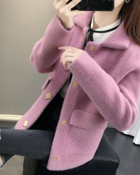 Fashion mink hair cardigan knitted sweater for women