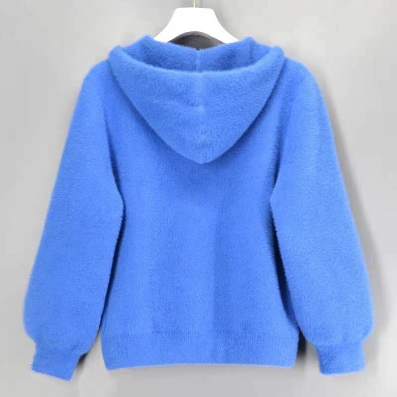 Imitation of mink velvet coat knitted cardigan for women