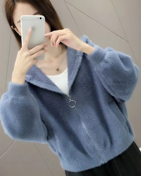 Imitation of mink velvet coat knitted cardigan for women