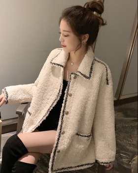 Korean style coat lapel overcoat for women