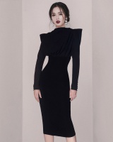 Light elegant retro black temperament ladies dress for women