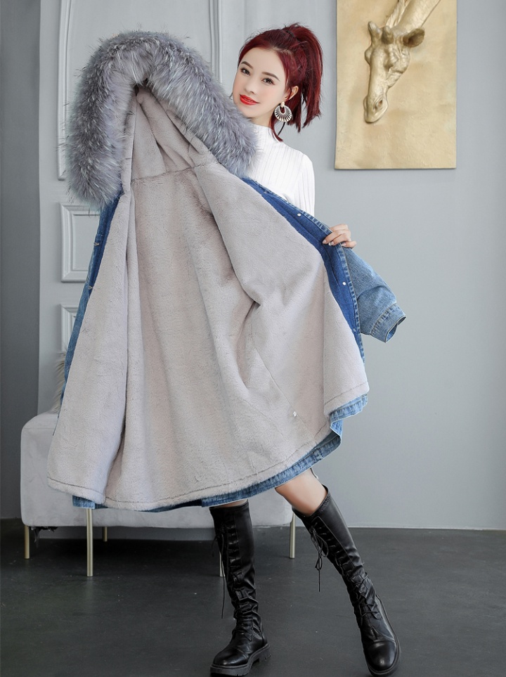 Denim long cotton coat thick winter coat for women