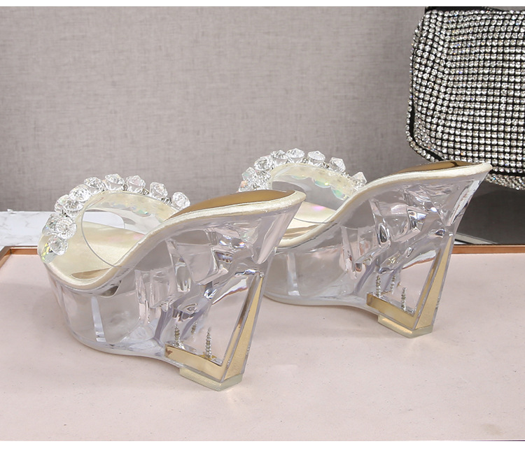 Crystal high-heeled shoes catwalk shoes for women