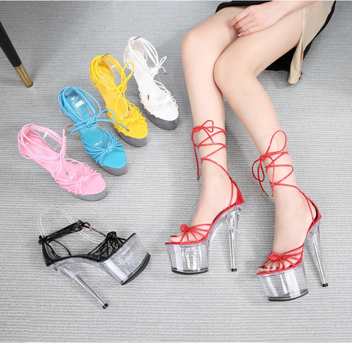 European style fish mouth sandals fine-root nightclub shoes
