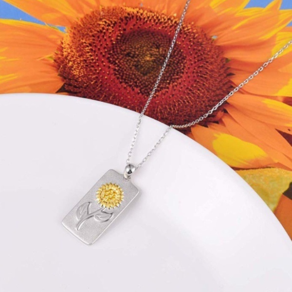 Double color simple sunflower sun flower wedding necklace
