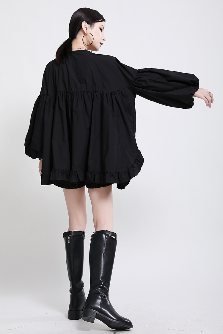 High waist fashion doll shirt slim big skirt dress