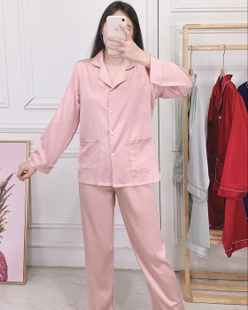 Thin homewear satin Korean style mercerized pajamas 2pcs set