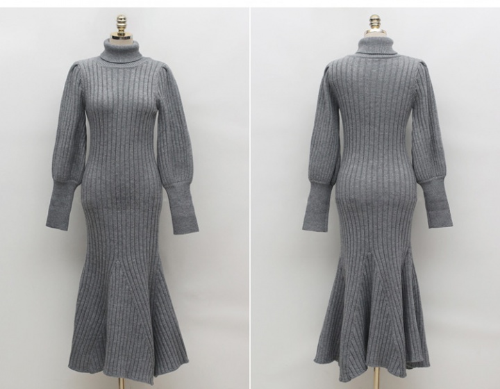 Mermaid knitted dress lantern sleeve sweater dress