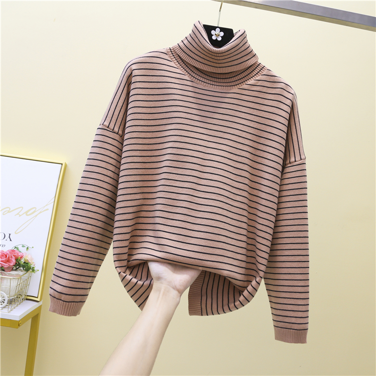 Stripe tops knitted bottoming shirt for women