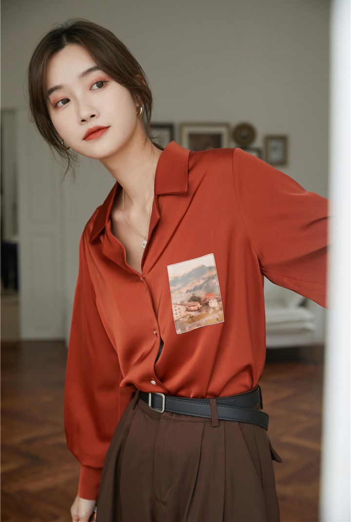 Lantern sleeve business suit painting tops for women