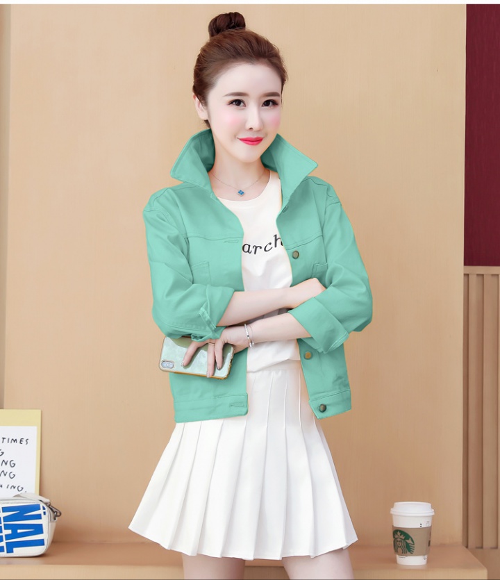 Student denim coat slim short denim jacket for women