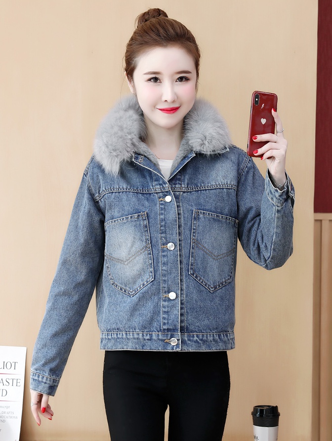 Winter cotton coat large fur collar coat for women