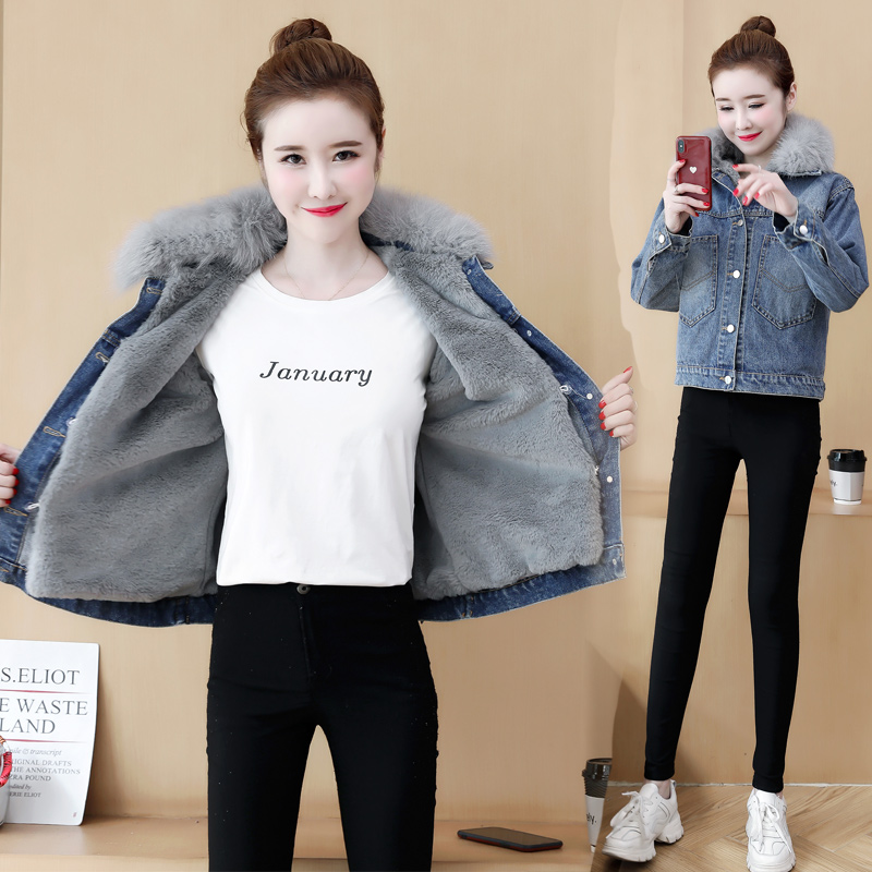 Korean style plus velvet cotton coat thick loose coat