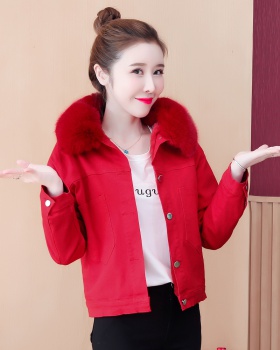 Winter large fur collar cotton coat loose coat for women