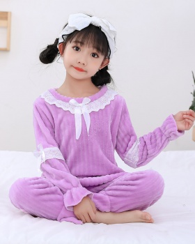 Thermal child girl lovely autumn and winter pajamas a set