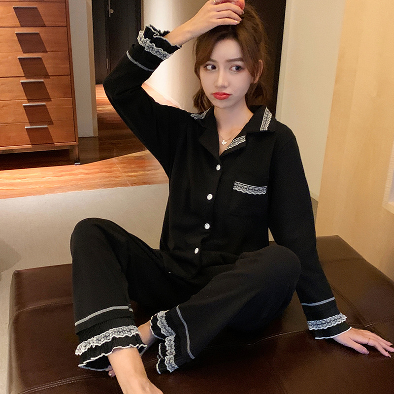 All-match autumn and winter Casual pajamas 2pcs set for women