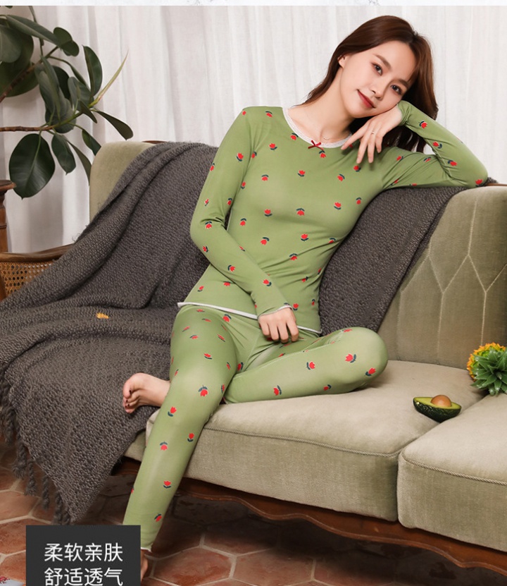 Thin warmth underware pajamas a set for women