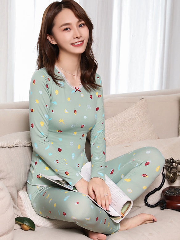 Fashion warmth underware pajamas a set for women