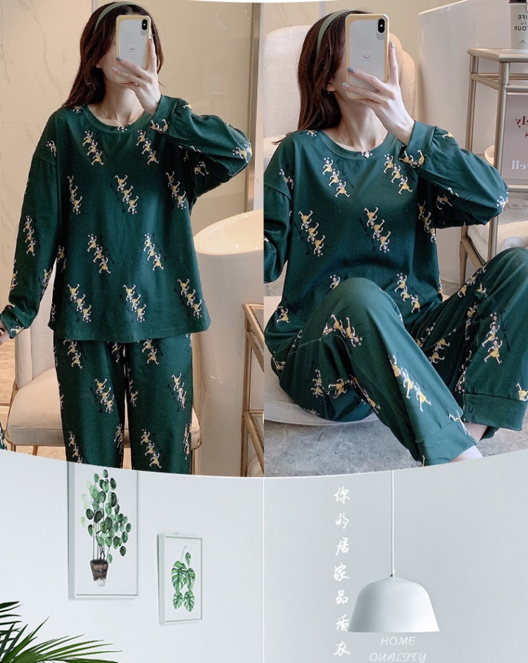 At home all-match cotton pajamas 2pcs set for women