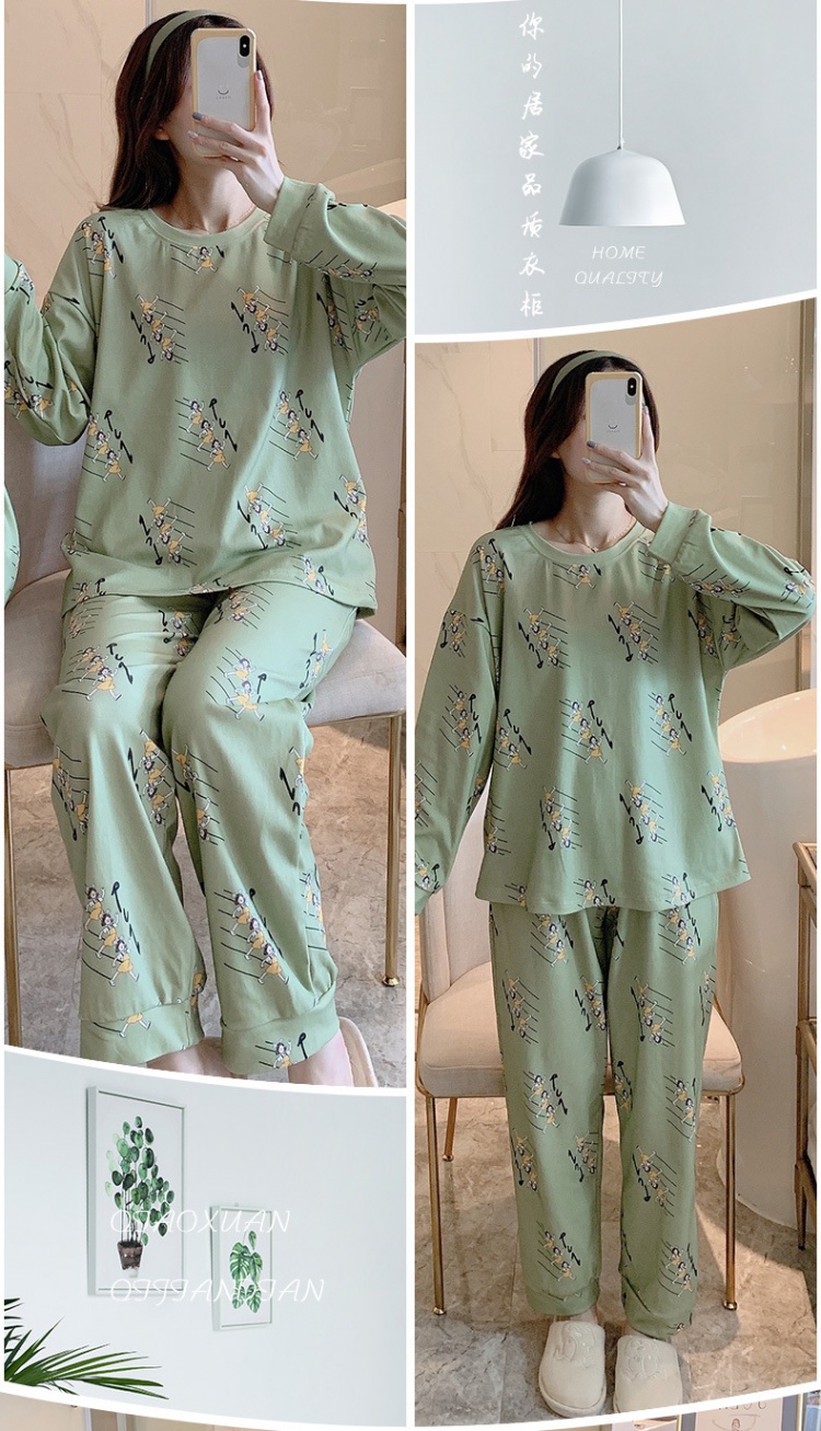 At home all-match cotton pajamas 2pcs set for women
