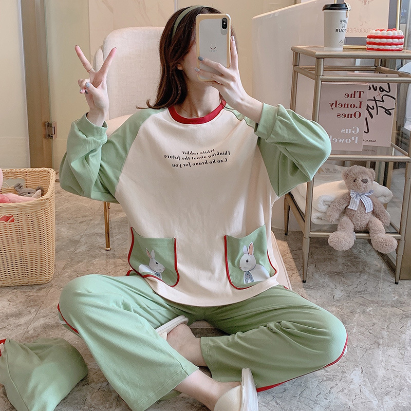 All-match autumn and winter pajamas 2pcs set for women