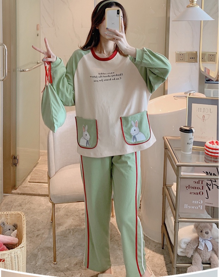 All-match autumn and winter pajamas 2pcs set for women