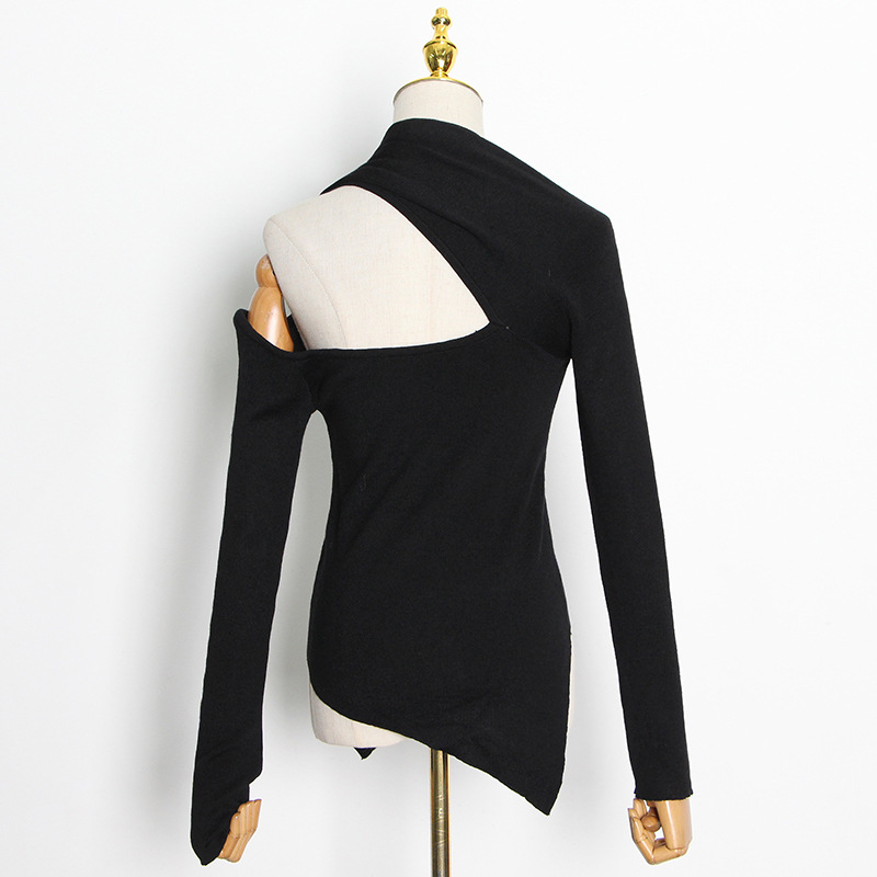 Elegant irregular strapless fashion sweater