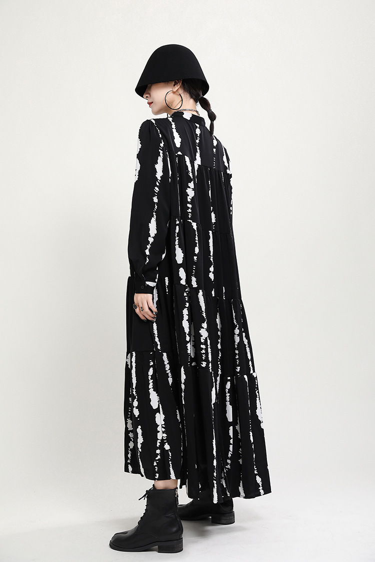 Autumn black Western style long dress for women