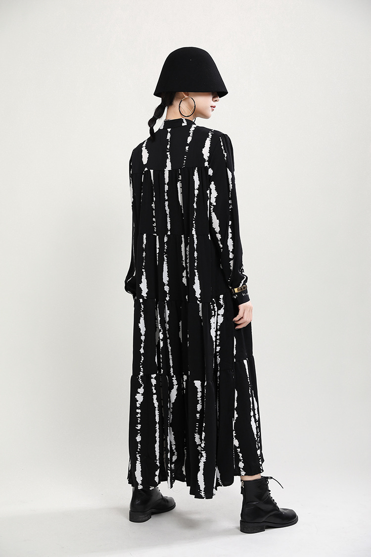 Autumn black Western style long dress for women