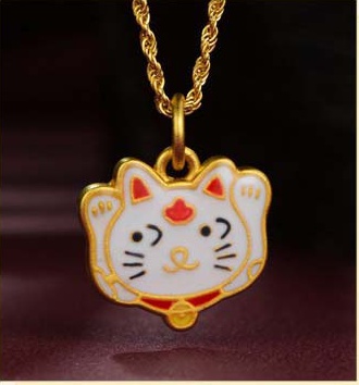 Pendant lucky cat gold necklace
