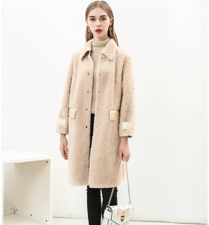 Exceed knee thermal fur coat mink winter with hair for women