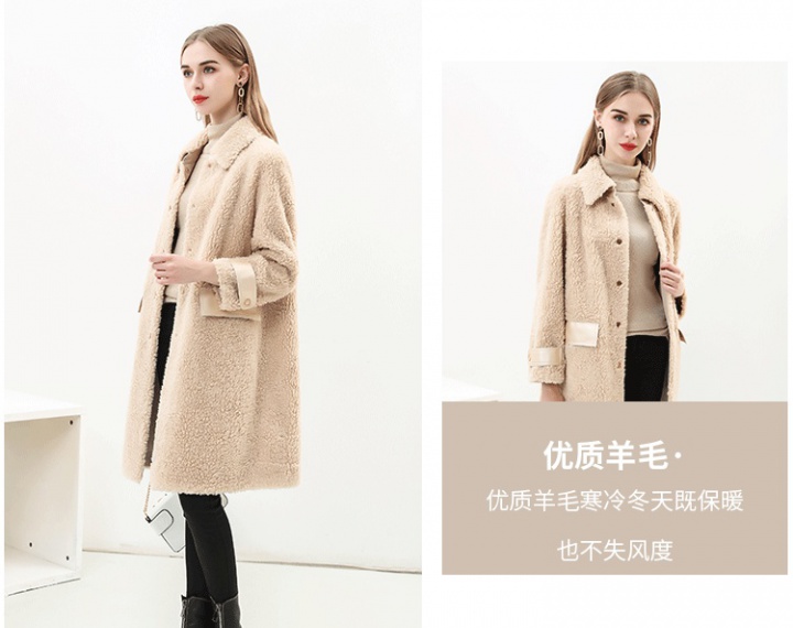 Exceed knee thermal fur coat mink winter with hair for women