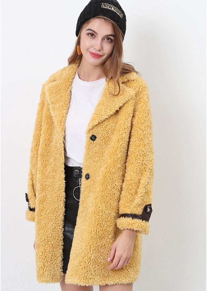 Faux fur long coat long sleeve mink velvet fur coat for women