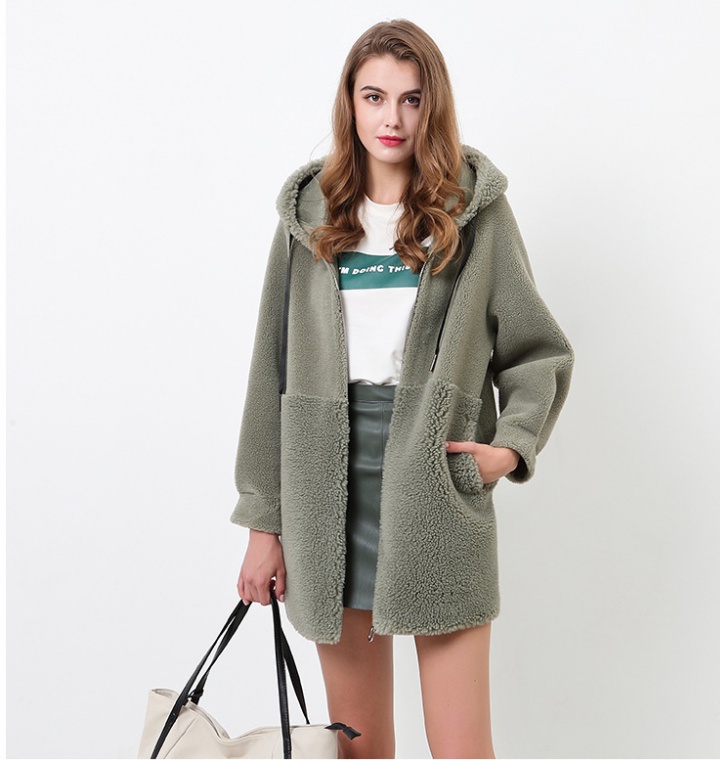 European style long coat mink hooded overcoat