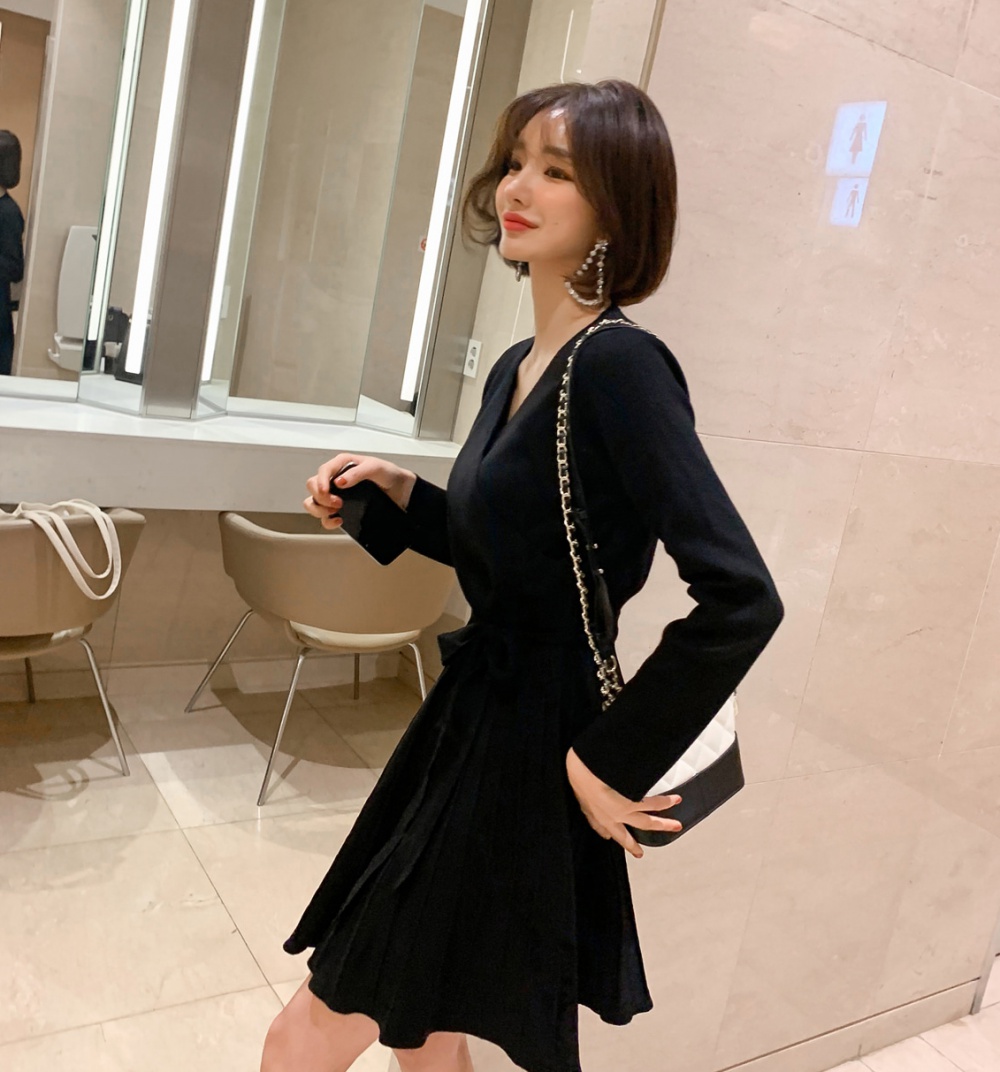 Autumn and winter T-back Korean style dress