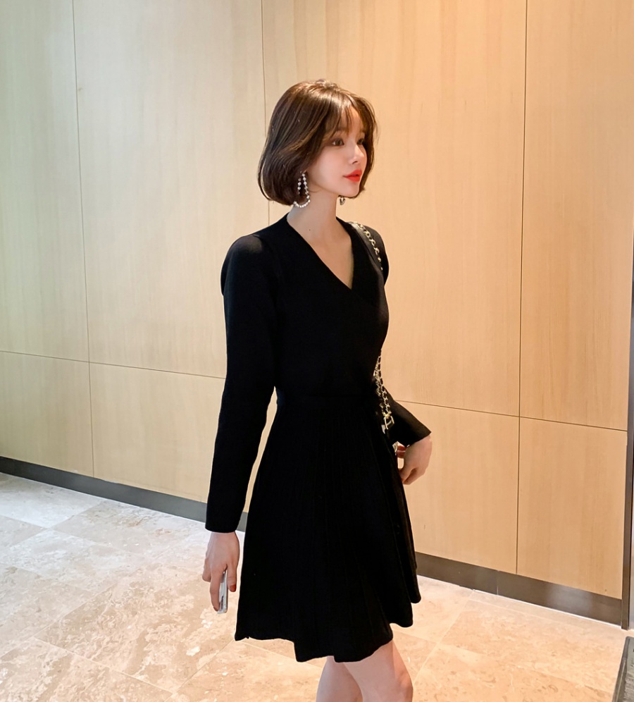 Autumn and winter T-back Korean style dress