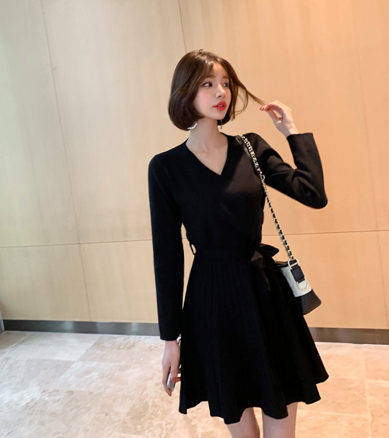 Autumn and winter T-back Korean style dress