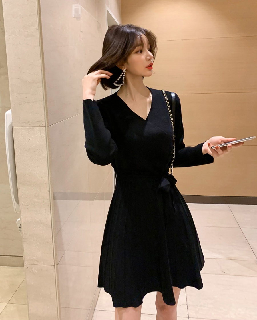 Autumn and winter T-back Korean style dress