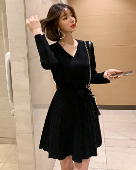 Autumn and winter T-back Korean style dress